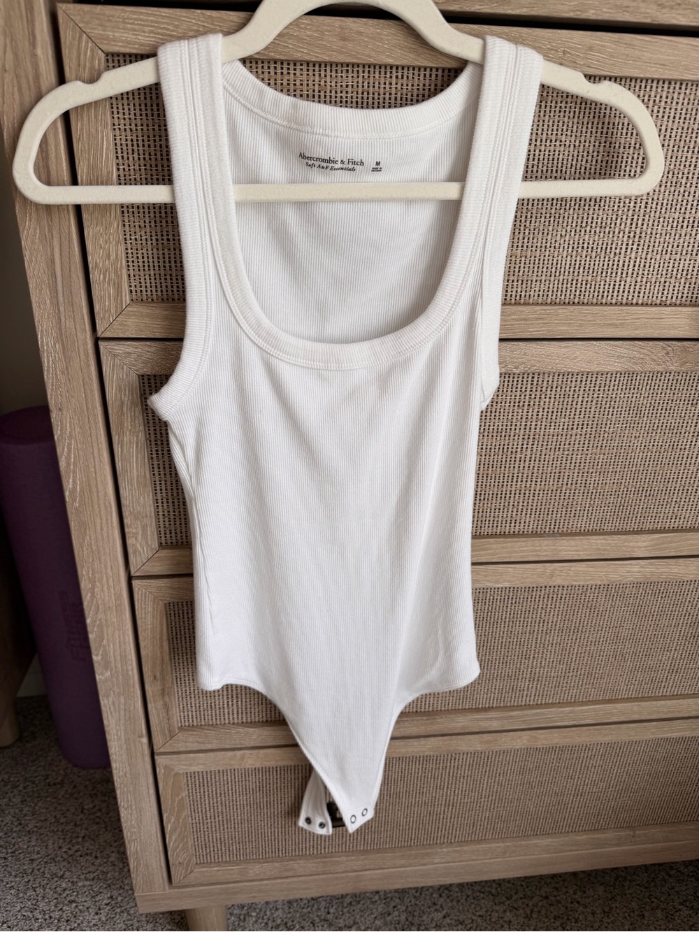 Abercrombie & Fitch White Ribbed Scoop Neck Bodysuit